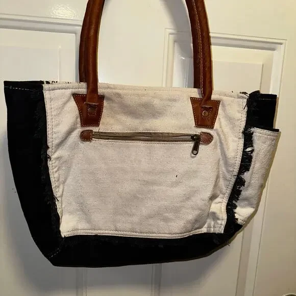 Canvas cotton leather tote - Picture 5 of 6